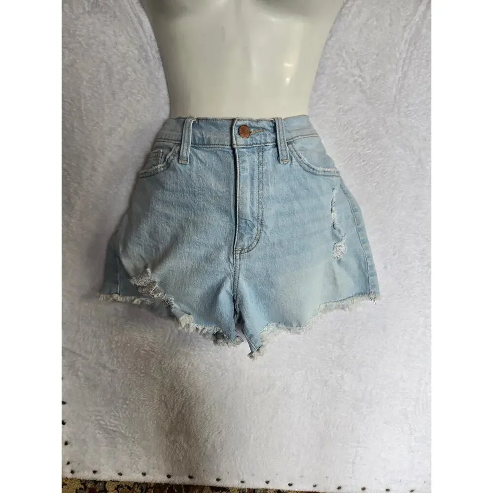 Universal Thread Highest Rise Shortie Womens 2R Light Wash Denim Shorts - Picture 2 of 10